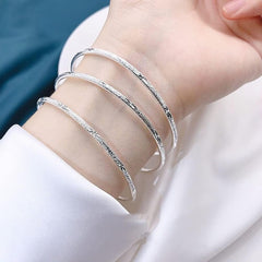 Sterling Silver Bangle Bracelets for Women,Fashion Jewelry Simple Adjustable 925 Silver Cuff Bangles for Women Mom Wife Valentine Mothers Day Gift
